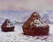 克劳德 莫奈 : Grainstacks, Snow Effect